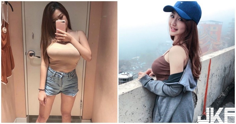 試衣間巨大車頭燈！正妹核彈級美乳太兇了，背心要被撐爆！