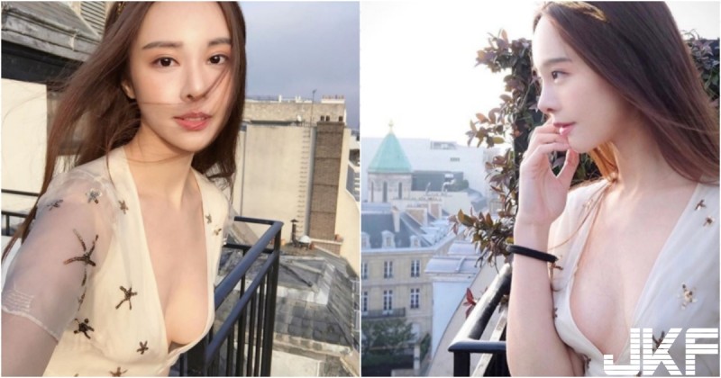 太誘人！「氣質白皙奶妹」陽台上大秀春光！「渾圓雪乳」中路開開出來放風！