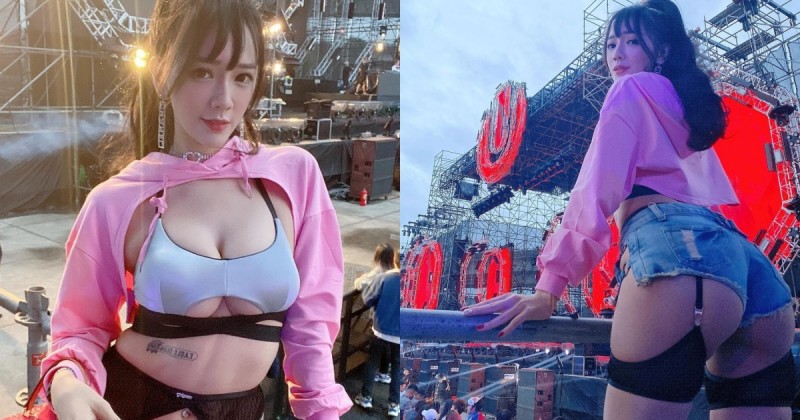 「子涵」下乳溢出引萬人觀看！河濱跑趴「特殊戰袍」露大半D奶和圓翹大蜜桃！