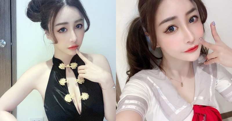 穿旗袍現出深溝的正妹「李萱」，「波濤洶湧的畫面」讓人震撼！