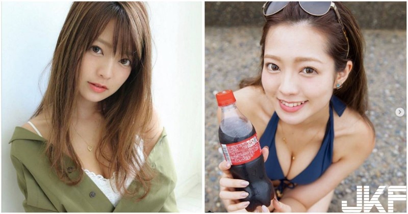 正妹喝可樂「露出豐滿事業線」，惹火俯視深溝要炸出了！