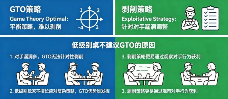 德州扑克：GTO vs 剥削策略。在低级别桌为什么不建议用GTO？